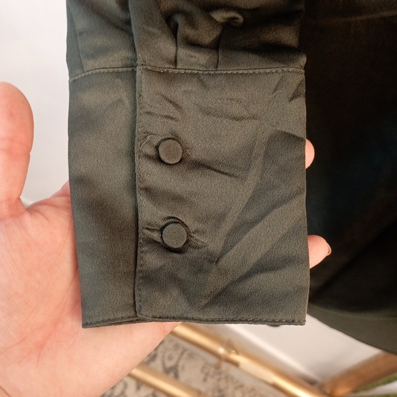 H&M Satin Khaki Blouse - Picture 10 of 16